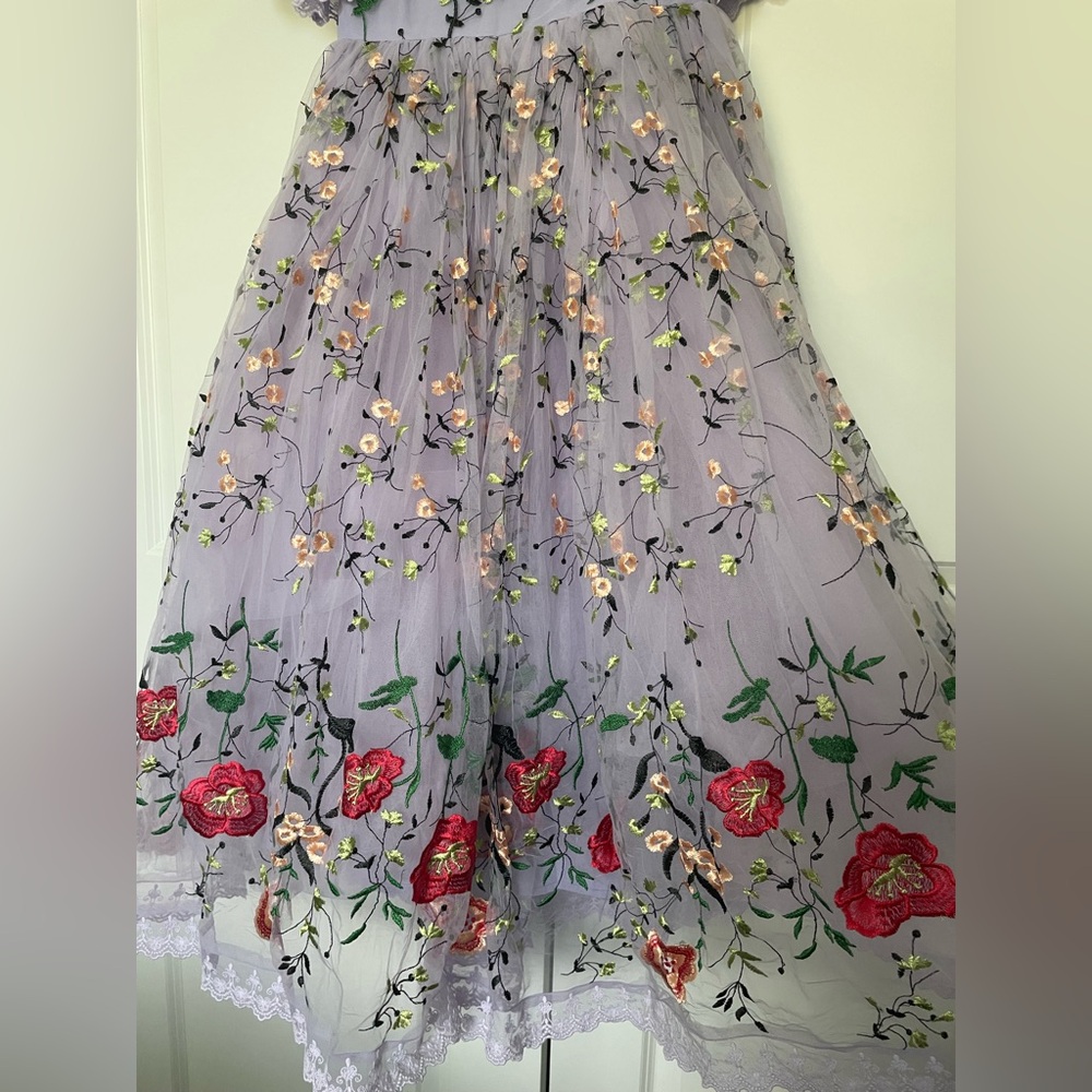 JessaKae Lavender Floral Embroidered Dress - Picture 5 of 6